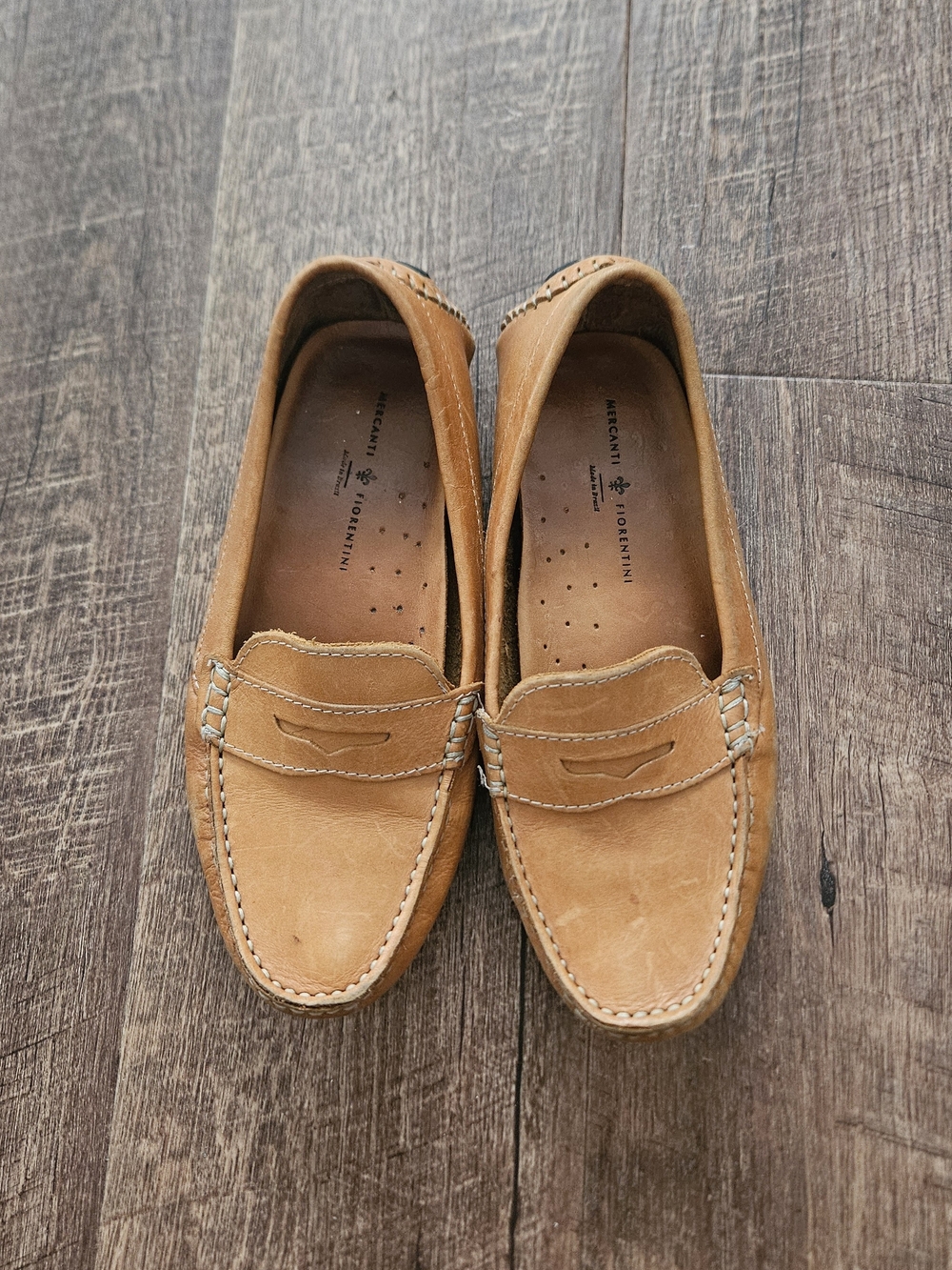 Tan Leather Penny Loafers for Women Size 6